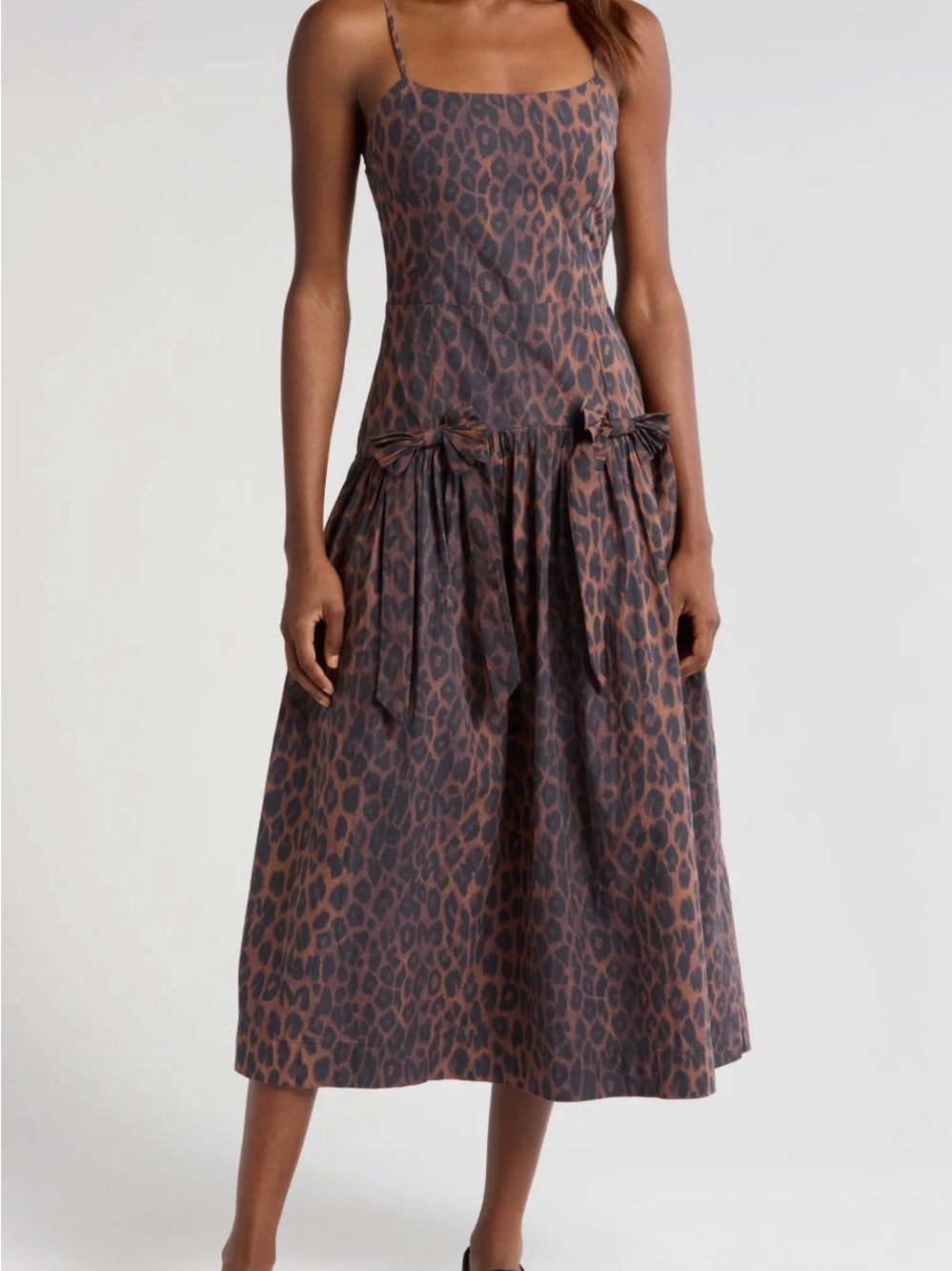 Damson Madder Persephone Leopard Spot Sleeveless Organic Cotton Midi Dress 8